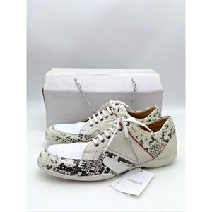 GOODOO Leather Sneakers Men Size 11 US / 290 JP Snakeskin Print White, Korea